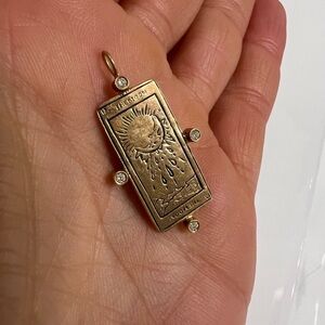 Sofia Zakia Solid 14k Gold Diamond The Moon Tarot Card Pendant